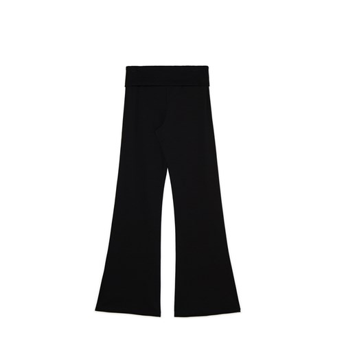 Cropp - Dresowe spodnie flare z podwiniętą talią - czarny Cropp S Cropp