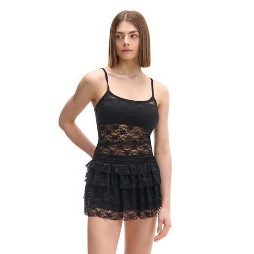 Cropp - Czarny koronkowy top - czarny ze sklepu Cropp w kategorii Bluzki damskie - zdjęcie 179505287