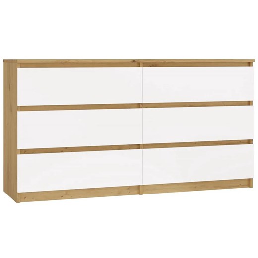 Stylowa komoda w nowoczesnym stylu biały + dąb artisan - Berta 2X 140 cm ze sklepu Edinos.pl w kategorii Komody - zdjęcie 179506656