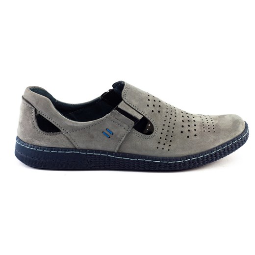 Buty męskie skórzane wsuwane 864 szare ze sklepu butyolivier w kategorii Półbuty męskie - zdjęcie 179506685