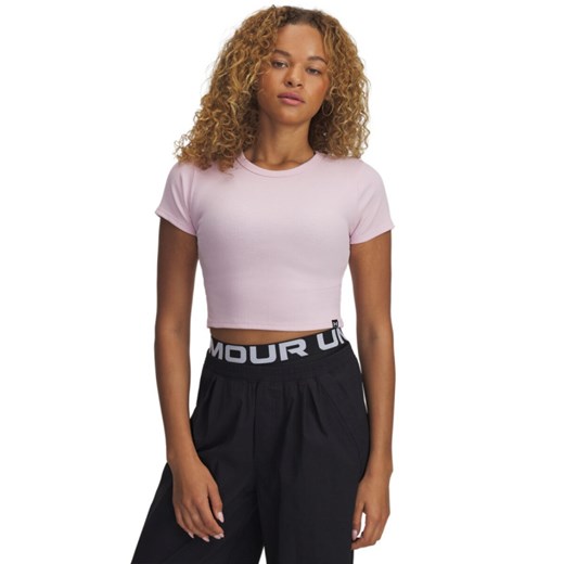 Damski t-shirt crop top Under Armour UA Rival Rib Baby Tee - różowy ze sklepu Sportstylestory.com w kategorii Bluzki damskie - zdjęcie 179507126