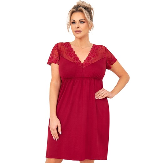 Damska koszula nocna plus size bordowa Livia, Kolor bordowy, Rozmiar 3XL, Donna ze sklepu Primodo w kategorii Koszule nocne - zdjęcie 179507847