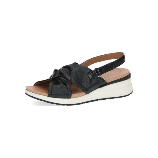 Caprice Skórzane sandały w kolorze czarnym na koturnie ze sklepu Limango Polska w kategorii Sandały damskie - zdjęcie 179508525