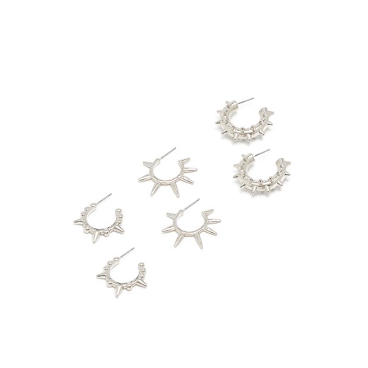 Cropp - 3 pack kolczastych kolczyków - srebrny ze sklepu Cropp w kategorii Kolczyki - zdjęcie 179510939