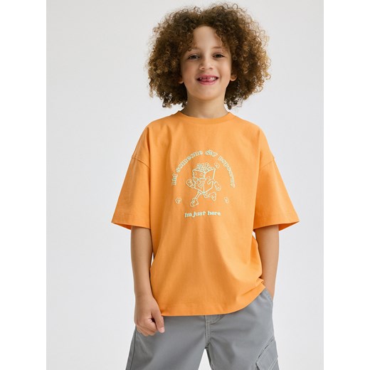 Reserved - T-shirt oversize - koralowy ze sklepu Reserved w kategorii T-shirty chłopięce - zdjęcie 179512098