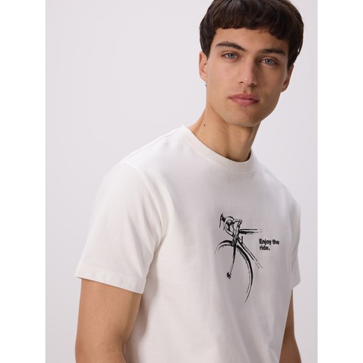 Reserved - T-shirt comfort z nadrukiem - złamana biel ze sklepu Reserved w kategorii T-shirty męskie - zdjęcie 179512417