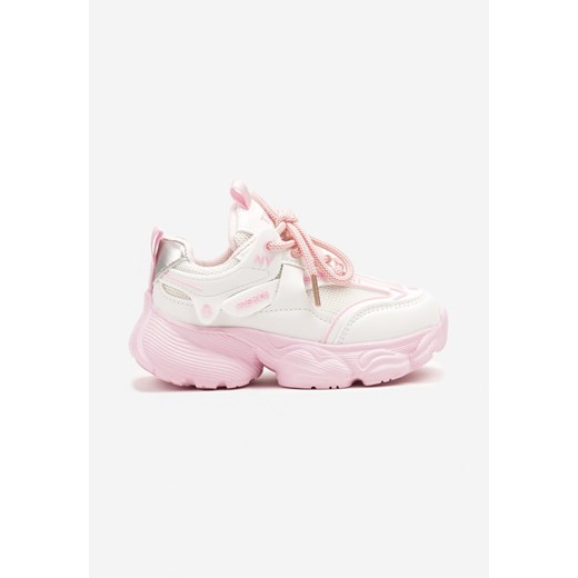 Biało-Różowe Buty Sportowe Sneakersy ze Skórzaną Wkładką i Napisem Rivreti ze sklepu born2be.pl w kategorii Buty sportowe dziecięce - zdjęcie 179512497
