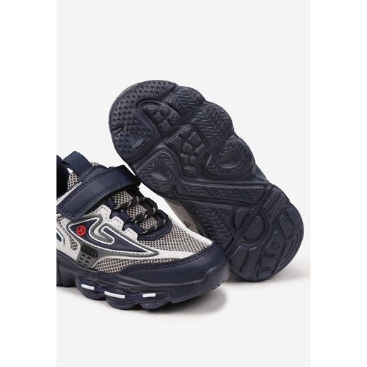 Granatowe Buty Sportowe Sneakersy ze Skórzaną Wkładką i Rzepem Nonadrae 29 okazja born2be.pl
