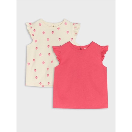 Sinsay - Koszulki bez rękawów z ozdobnymi falbanami 2 pack - kremowy - id: 192DJ-01X - marki Sinsay - 179513849 Sinsay - Koszulki bez rękawów z ozdobnymi falbanami 2 pack - kremowy ze sklepu Sinsay w kategorii Kaftaniki i bluzki - zdjęcie 179513849