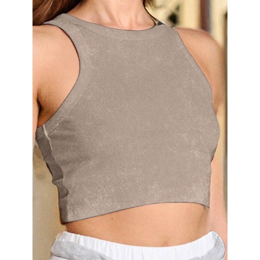 Sinsay - Crop top - beżowy ze sklepu Sinsay w kategorii Bluzki damskie - zdjęcie 179513889