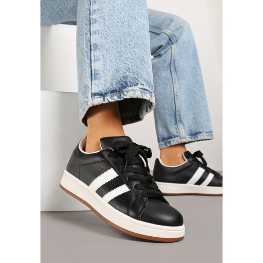Czarne Sneakersy w Stylu Kultowych Tenisówek z Ozdobnymi Paskami Marazea ze sklepu renee.pl w kategorii Buty sportowe damskie - zdjęcie 179515335