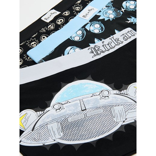 Cropp - 3 pack czarnych bokserek Rick i Morty - niebieski Cropp L Cropp