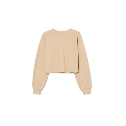 Cropp - Beżowa bluza ze strukturalnym wzorem - beżowy ze sklepu Cropp w kategorii Bluzy damskie - zdjęcie 179515537