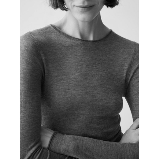 Reserved - Wełniany sweter z jedwabiem - szary Reserved M Reserved okazja