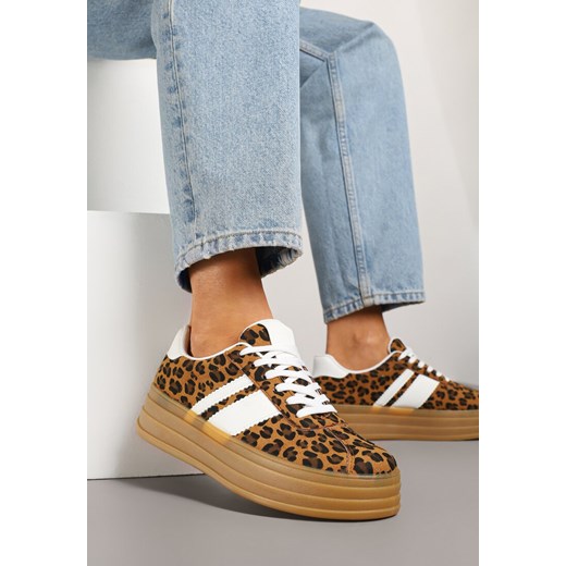 Panterkowe Sneakersy Kultowe Tenisówki z Ozdobnymi Paskami Vandell ze sklepu renee.pl w kategorii Buty sportowe damskie - zdjęcie 179526917