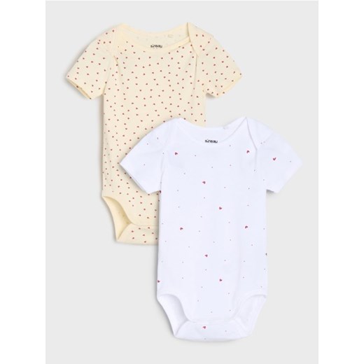 Sinsay - Body w serduszka 2 pack - biały ze sklepu Sinsay w kategorii Odzież dla niemowląt - zdjęcie 179528308