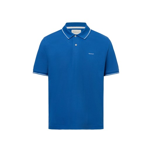 Gant Męska koszulka polo - Tipping Mężczyźni Bawełna niebieski jednolity ze sklepu vangraaf w kategorii T-shirty męskie - zdjęcie 179532857