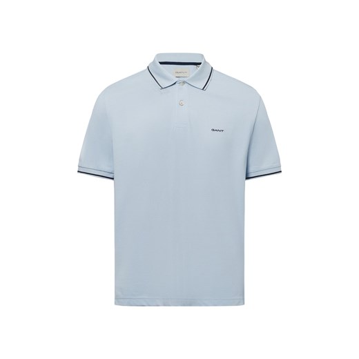 Gant Męska koszulka polo - Tipping Mężczyźni Bawełna jasnoniebieski jednolity ze sklepu vangraaf w kategorii T-shirty męskie - zdjęcie 179532858