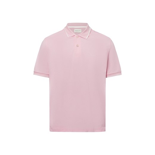 Gant Męska koszulka polo - Tipping Mężczyźni Bawełna różowy jednolity ze sklepu vangraaf w kategorii T-shirty męskie - zdjęcie 179532859