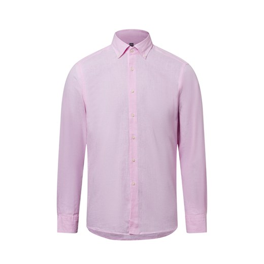 Nils Sundström Męska koszula casual z zawartością lnu Mężczyźni Modern Fit Bawełna różowy w kratkę ze sklepu vangraaf w kategorii Koszule męskie - zdjęcie 179532868