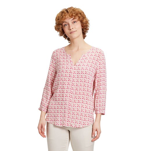 Różowa bluzka damska Cartoon z długimi rękawami z wiskozy w serek 