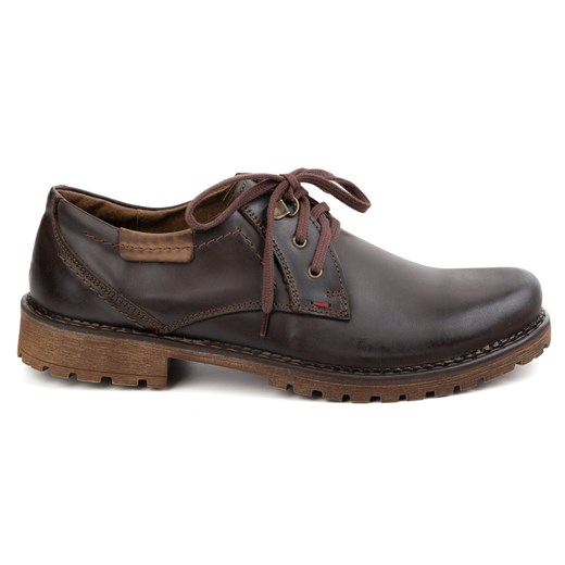 Buty męskie skórzane OLIVIER 312GT  ciemno brązowe ze sklepu butyolivier w kategorii Buty zimowe męskie - zdjęcie 179535566