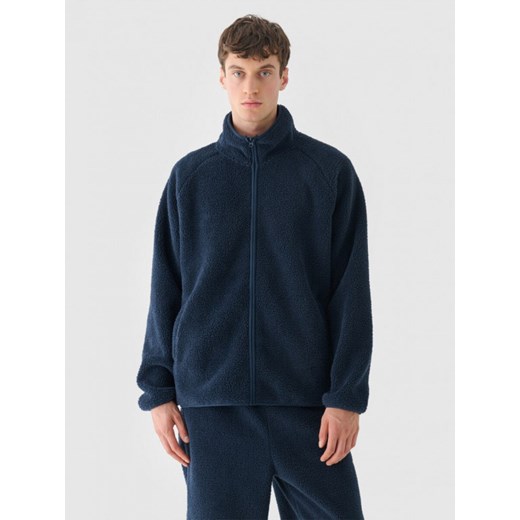 Męski polar sherpa rozpinany Outhorn OTHWAW24TJACM234  - granatowy ze sklepu Sportstylestory.com w kategorii Bluzy męskie - zdjęcie 179535879