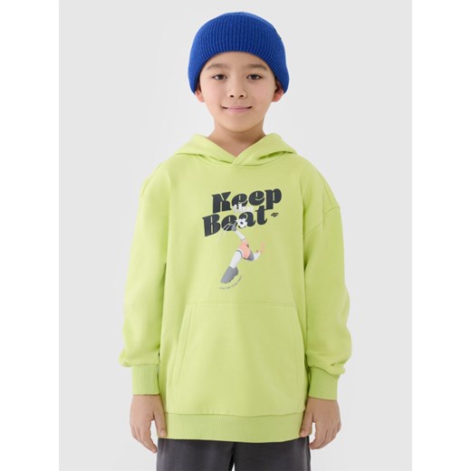Chłopięca bluza dresowa nierozpinana bez kaptura 4F 4FJASAW24TSWSM2160 - zielona ze sklepu Sportstylestory.com w kategorii Bluzy chłopięce - zdjęcie 179536017
