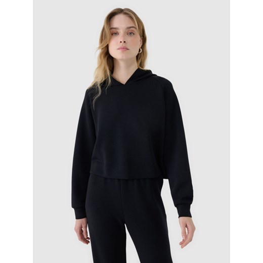 Damska bluza dresowa nierozpinana z kapturem 4F 4FWSS25TSWSF1562 - czarna ze sklepu Sportstylestory.com w kategorii Bluzy damskie - zdjęcie 179536246