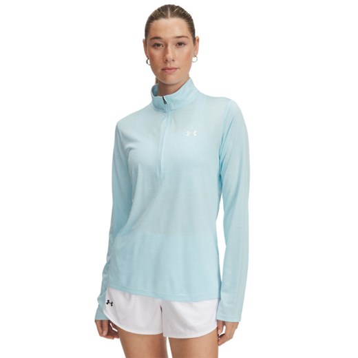 Damski longsleeve treningowy Under Armour Tech 1/2 Zip- Twist - niebieski ze sklepu Sportstylestory.com w kategorii Bluzki damskie - zdjęcie 179536376