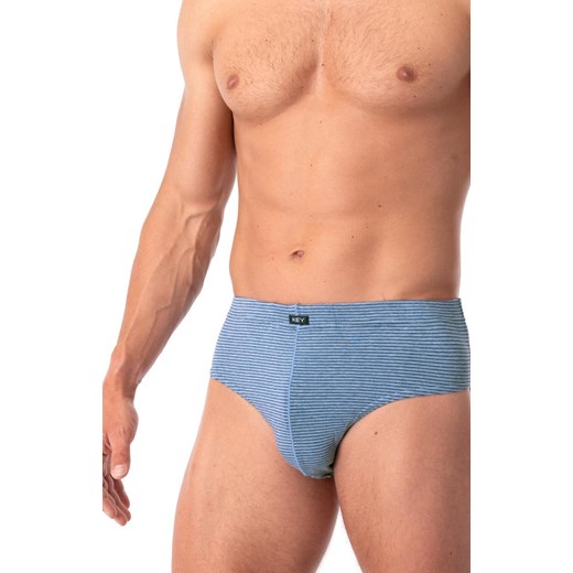 2-pack slipy męskie bawełniane w drobne paski MPP 073, Kolor błękitno-granatowy, Rozmiar L, Key ze sklepu Intymna w kategorii Majtki męskie - zdjęcie 179538546