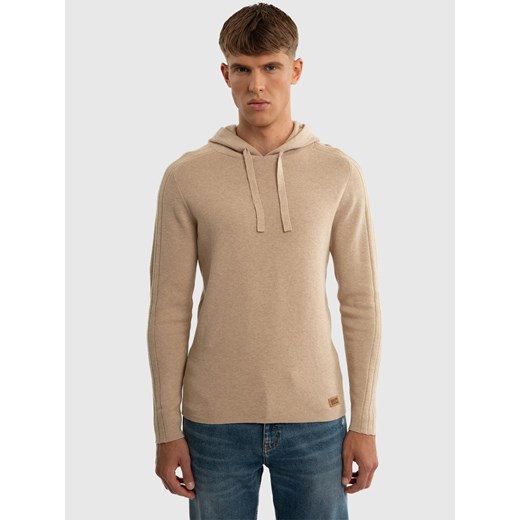 Sweter męski z kapturem beżowy Hoods 800 ze sklepu Big Star w kategorii Swetry męskie - zdjęcie 179543285