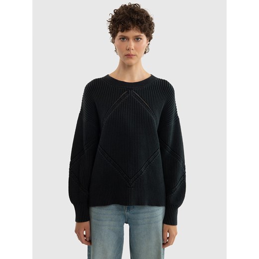 Sweter damski z ozdobnym splotem czarny Acidia 906 ze sklepu Big Star w kategorii Swetry damskie - zdjęcie 179543605