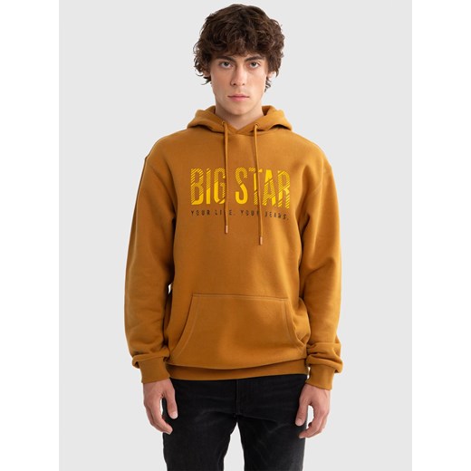 Bluza męska z kapturem z logo BIG STAR musztardowa Bruden 803 ze sklepu Big Star w kategorii Bluzy męskie - zdjęcie 179543858