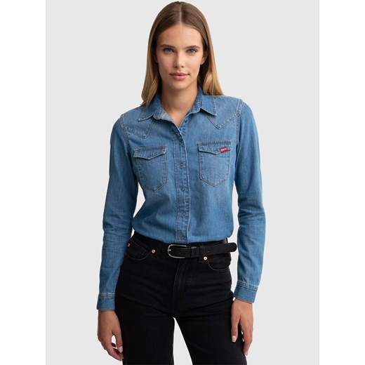 Koszula damska jeansowa slim niebieska Norra 236 ze sklepu Big Star w kategorii Koszule damskie - zdjęcie 179544877