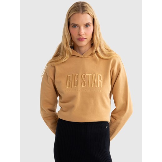 Bluza damska z kapturem z logo BIG STAR beżowa Larissa 801 ze sklepu Big Star w kategorii Bluzy damskie - zdjęcie 179544986