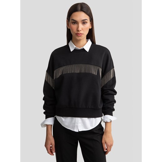 Bluza damska z frędzlami czarna Frola 906 ze sklepu Big Star w kategorii Bluzy damskie - zdjęcie 179545328