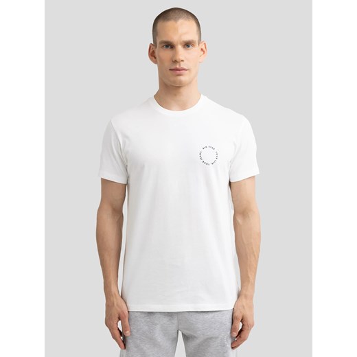 Koszulka męska z niewielkim nadrukiem na piersi biała Orpion 100 ze sklepu Big Star w kategorii T-shirty męskie - zdjęcie 179545829