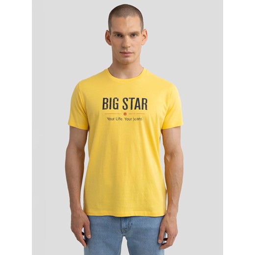 Koszulka męska o klasycznym kroju żółta Bruno 200 ze sklepu Big Star w kategorii T-shirty męskie - zdjęcie 179545866