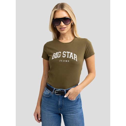 Koszulka damska bawełniana z logo BIG STAR khaki Ramila 303 L Big Star