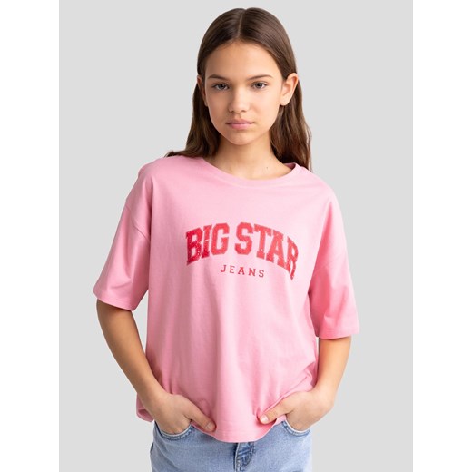 Koszulka dziewczęca z logo BIG STAR różowa Noera 601 ze sklepu Big Star w kategorii Bluzki dziewczęce - zdjęcie 179546036
