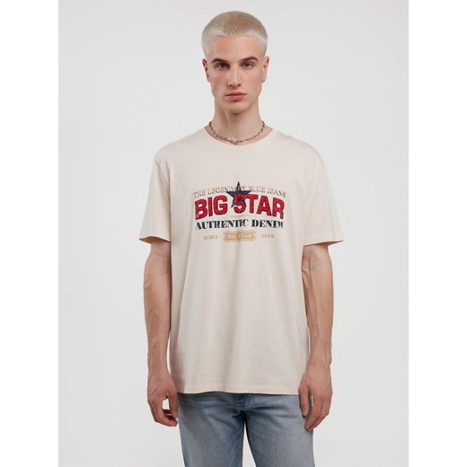 Koszulka męska z nadrukiem z kolekcji Authentic kremowa Enifer 103 ze sklepu Big Star w kategorii T-shirty męskie - zdjęcie 179547005