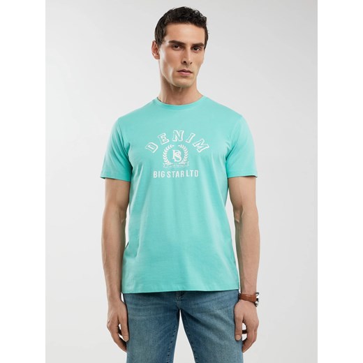 Koszulka męska z nadrukiem turkusowa Bester 302 ze sklepu Big Star w kategorii T-shirty męskie - zdjęcie 179547218
