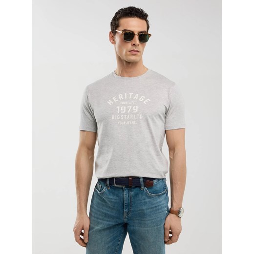 Koszulka męska z nadrukiem szara Serter 901 ze sklepu Big Star w kategorii T-shirty męskie - zdjęcie 179547416