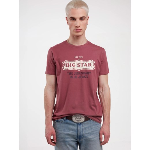 Koszulka męska z nadrukiem ciemnoróżowa Millaner 602 ze sklepu Big Star w kategorii T-shirty męskie - zdjęcie 179547898
