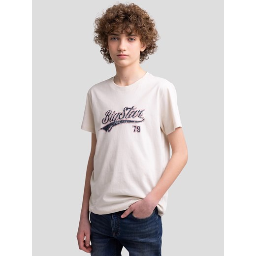 Koszulka chłopięca z nadrukiem kremowa Tomer 103 ze sklepu Big Star w kategorii T-shirty chłopięce - zdjęcie 179547939