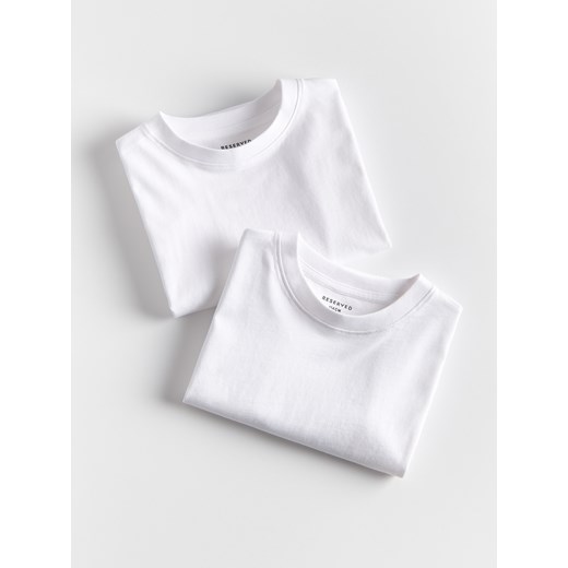Reserved - Bawełniany t-shirt 2 pack - biały ze sklepu Reserved w kategorii T-shirty chłopięce - zdjęcie 179569756