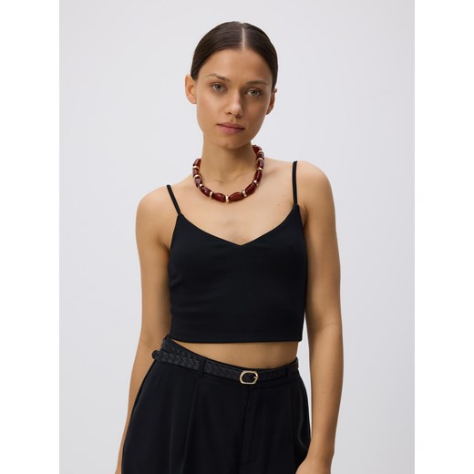 Reserved - Krótki top na ramiączkach - czarny Reserved M Reserved