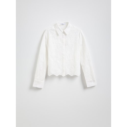 Reserved - Bawełniana koszula z haftem - złamana biel Reserved S Reserved