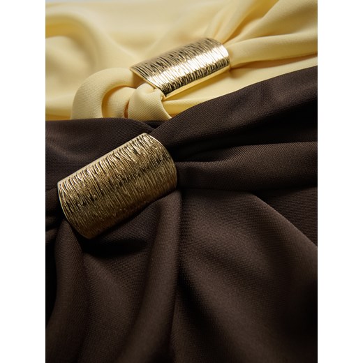 Reserved - Sukienka midi z ozdobnym detalem - brązowy Reserved XS Reserved